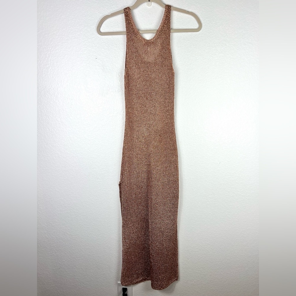 Lovers & Friends Metallic Midi Sleeveless Fiona Dress Rose Gold Color Size S - Picture 4 of 7